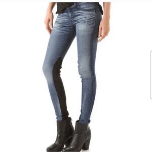 Rag & bone jodhpur Lamb Leather Panel Skinny Jeans Size 24